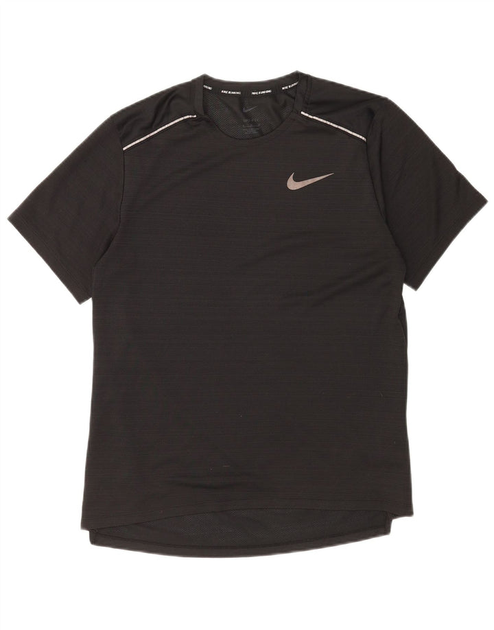 T-shirt Nike da uomo Dri Fit, top in poliestere gessato medio nero