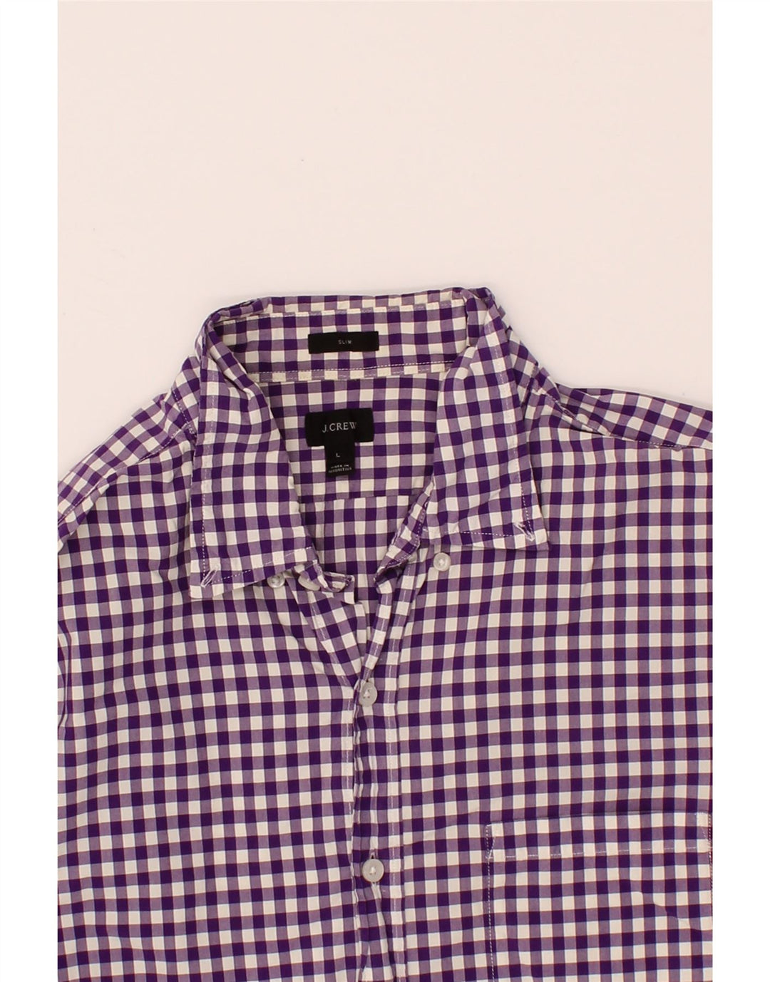 J. CREW Mens Slim Shirt Large Purple Gingham Cotton Vintage J. Crew and Second-Hand J. Crew from Messina Hembry 