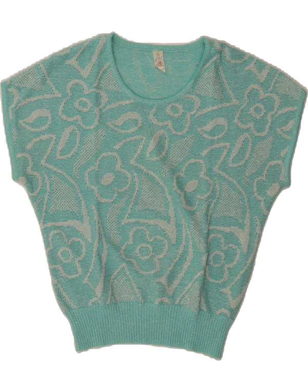 VINTAGE Womens Crew Neck Jumper Sweater IT 42 Medium Blue Floral