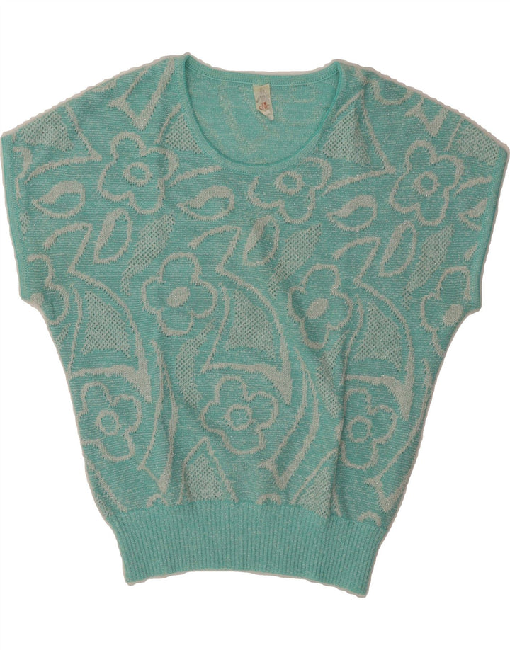VINTAGE Womens Crew Neck Jumper Sweater IT 42 Medium Blue Floral