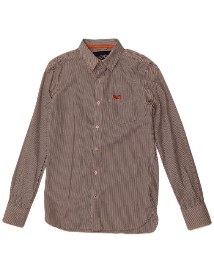 Superdry Mens Shirt Medium Grey Pinstripe Cotton
