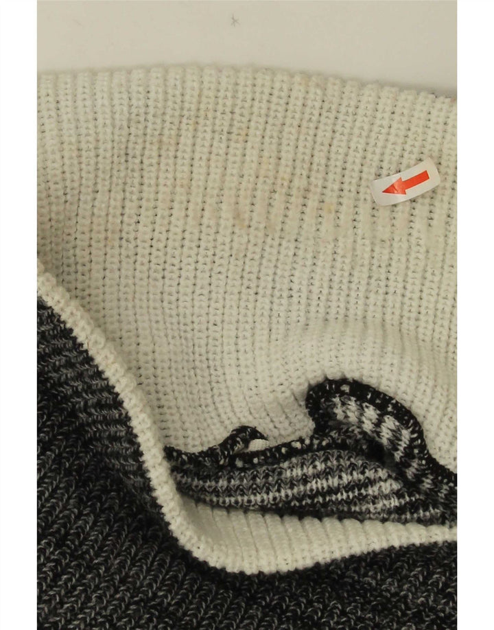 Vintage herre sjal hals sweater mellemgrå geometrisk