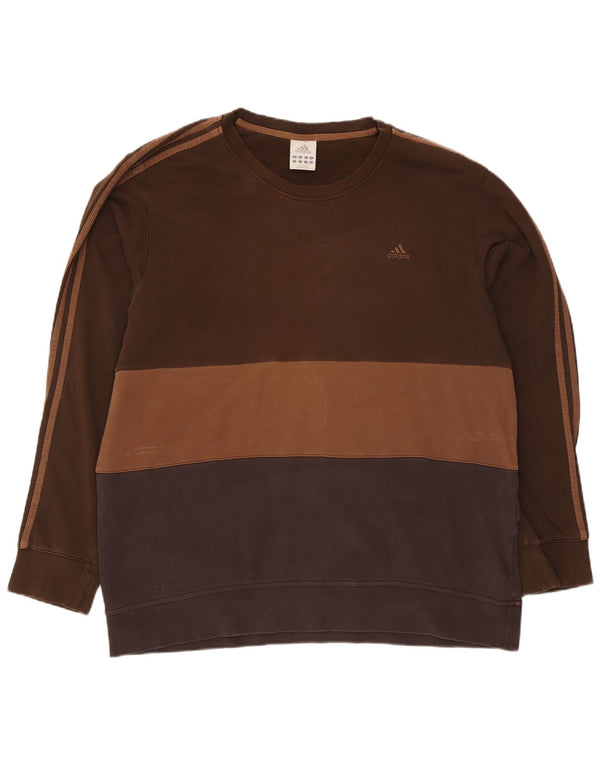 Adidas Herre Sweatshirt Jumper 2XL Brun Colourblock Bomuld
