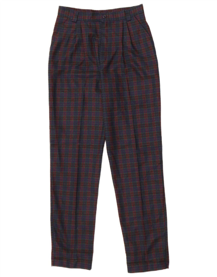 Sivar Womens Pegged Chino Trousers IT 42 Medium W26 L30 Navy Blue Check