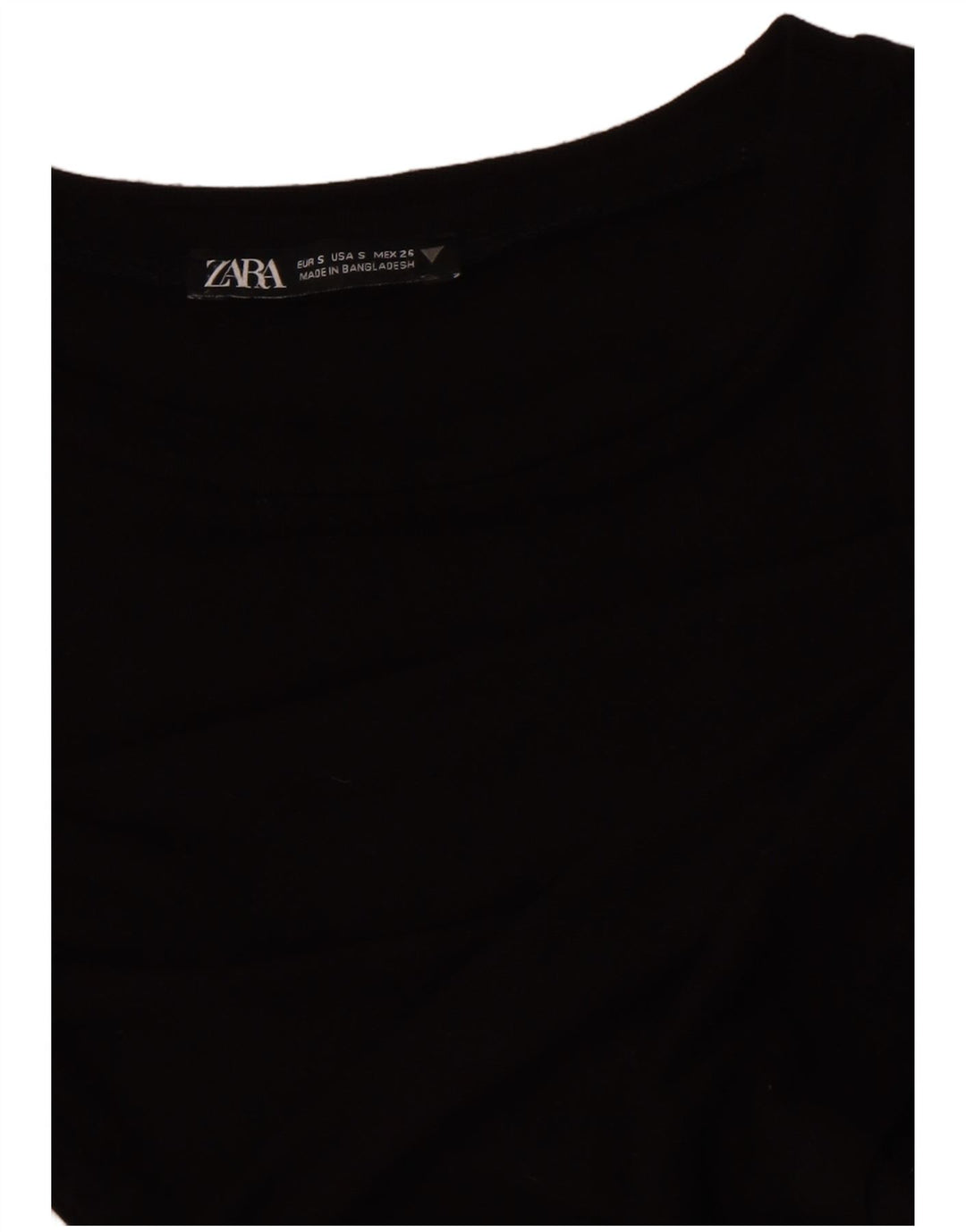 Zara Womens Crop Top Long Sleeve UK 8 Small Black