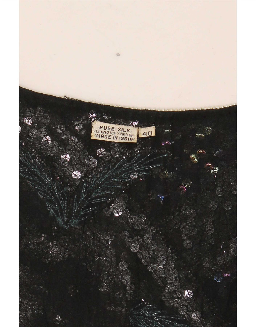 Vintage Kvinders Crop Grafisk Bluse Top EU 40 Medium Sort Stribet Silke
