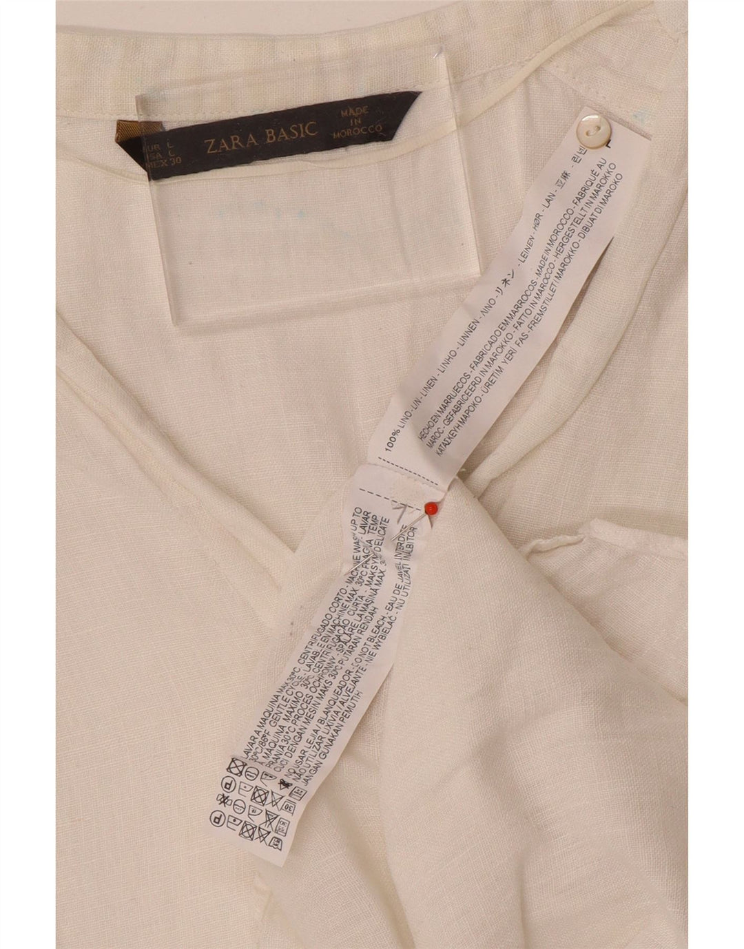 Zara Womens Shirt UK 16 Large White Linen