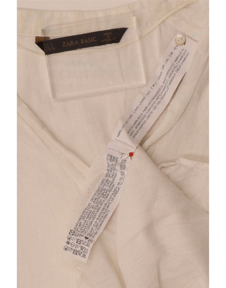 Zara Womens Shirt UK 16 Large White Linen