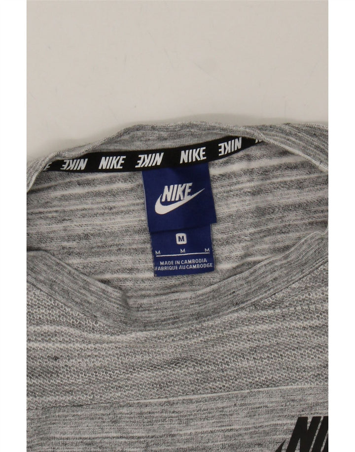 NIKE Womens T-Shirt Top UK 14 Medium Grey Striped Viscose Vintage Nike and Second-Hand Nike from Messina Hembry 