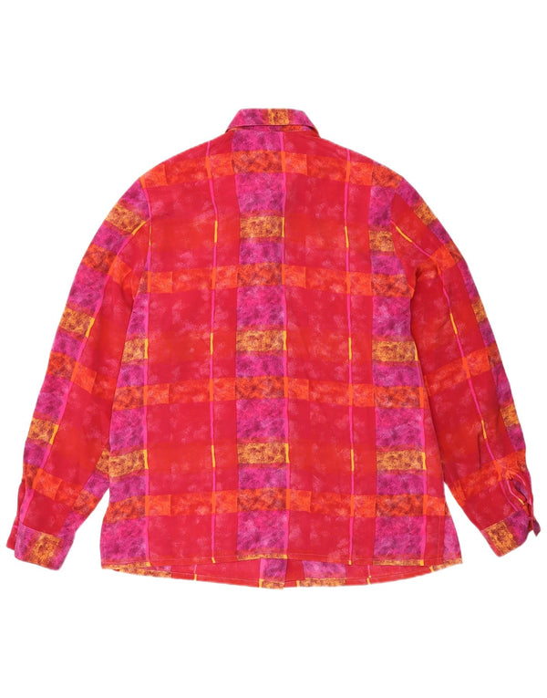 Blusa camisera vintage para mujer EU 40/42 Poliéster con bloques de color rosa grande