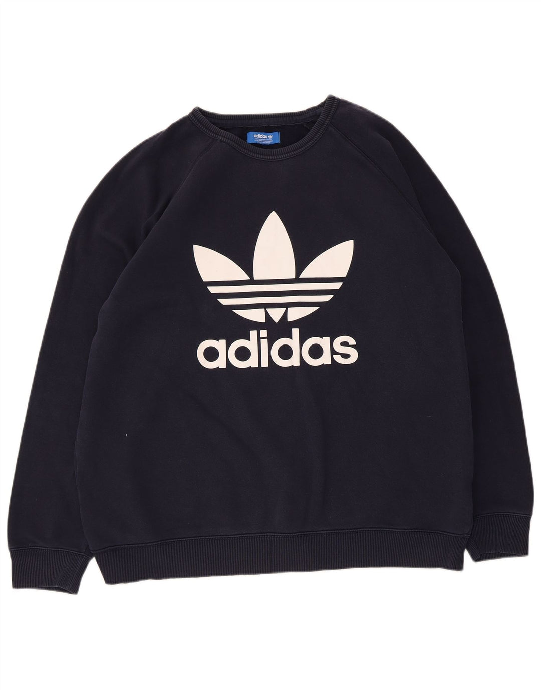 Adidas Mens Graphic Sweatshirt Jumper Large Navy Blue Cotton