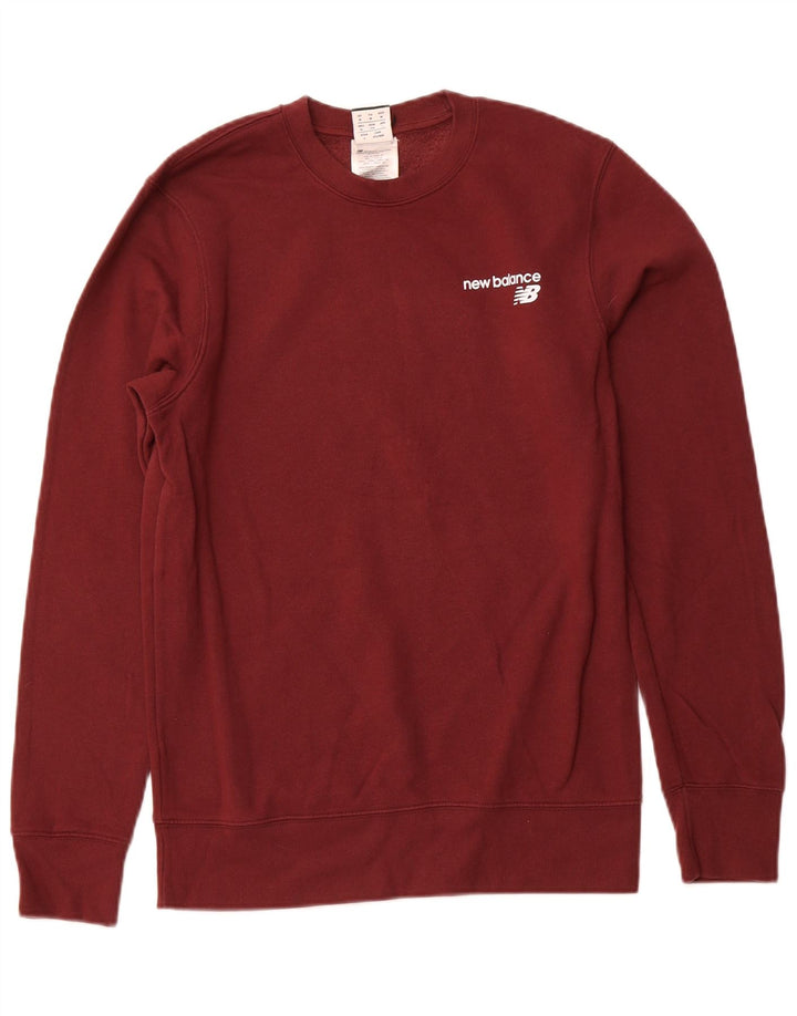 NEW BALANCE Felpa da uomo maglione medio bordeaux in cotone