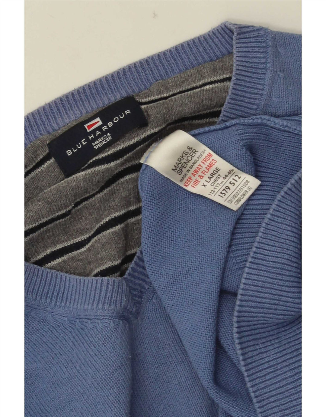 Marks & Spencer Mens Blue Harbour V-Neck Jumper Sweater XL Cotton