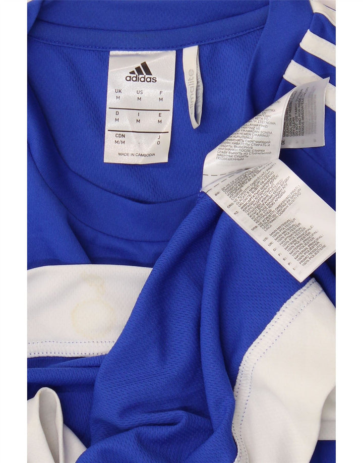 ADIDAS Mens Climalite T-Shirt Top Medium Blue Colourblock Polyester