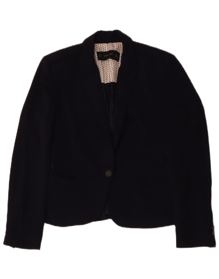 Zara Chaqueta Blazer De 1 Botón para Mujer UK 44 Azul Marino Mediano
