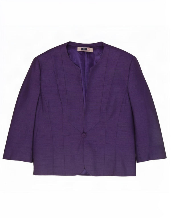 Jacques Vert Womens 1 Button 3/4 Sleeve Blazer Jacket UK 16 Large Purple