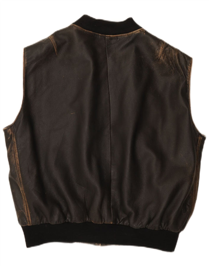 Conbipel Mens Leather Gilet IT 50 Large Brown Leather