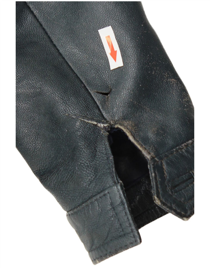 C&A Mens Leather Jacket UK 36 Small Blue Leather