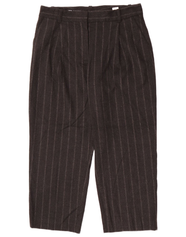 Zara Womens Crop Tapered Suit Trousers Large W30 L26 Grey Pinstripe