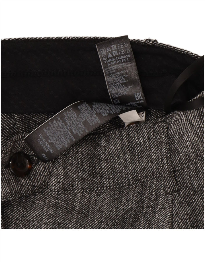 Marks & Spencer Womens Straight Suit Trousers UK 12 Medium W30 L27 Grey