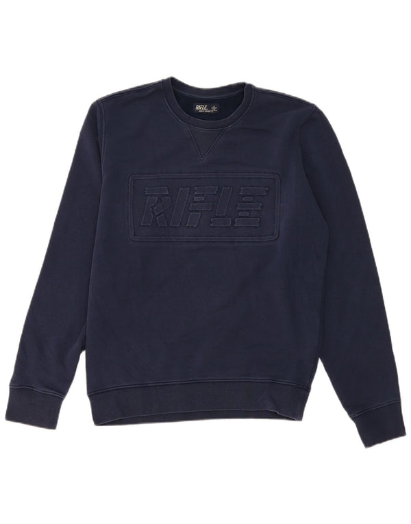 Felpa grafica da uomo Rifle, maglione medio, cotone blu navy