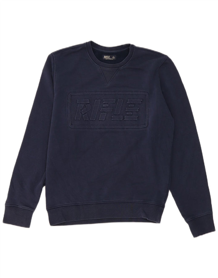 Felpa grafica da uomo Rifle, maglione medio, cotone blu navy