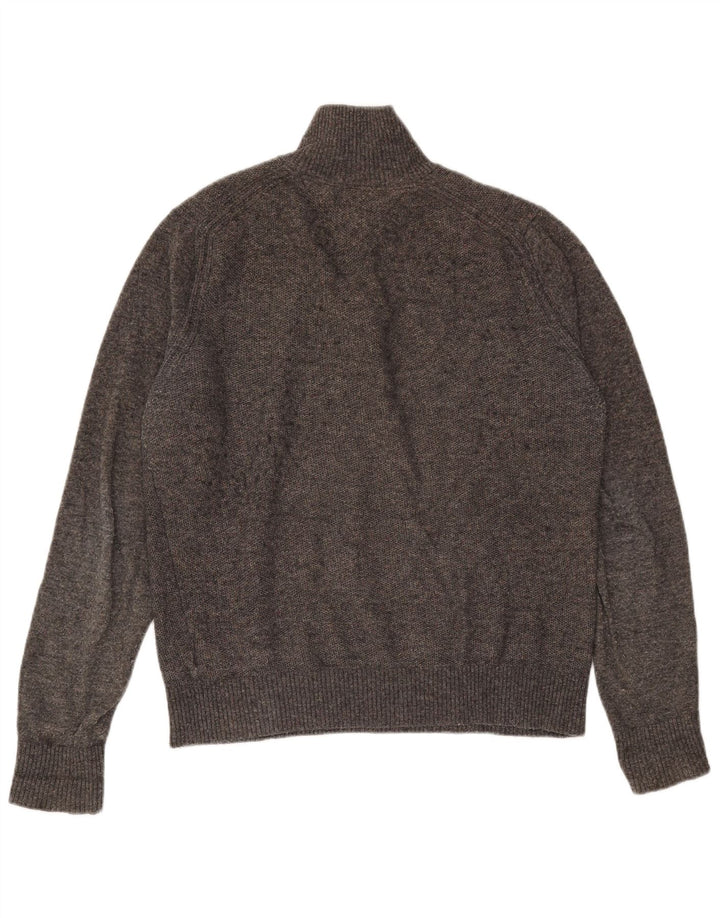 Tommy Hilfiger Herren-Pullover mit Knopfkragen, mittelgraue Wolle
