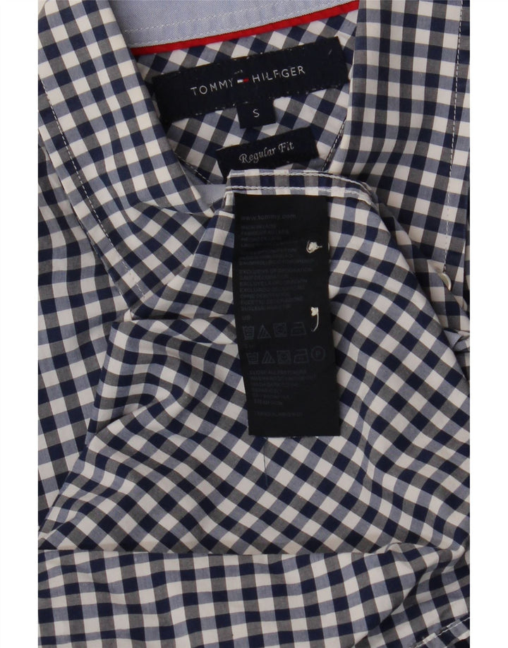 TOMMY HILFIGER Mens Regular Fit Shirt Small Navy Blue Gingham Cotton Vintage Tommy Hilfiger and Second-Hand Tommy Hilfiger from Messina Hembry 