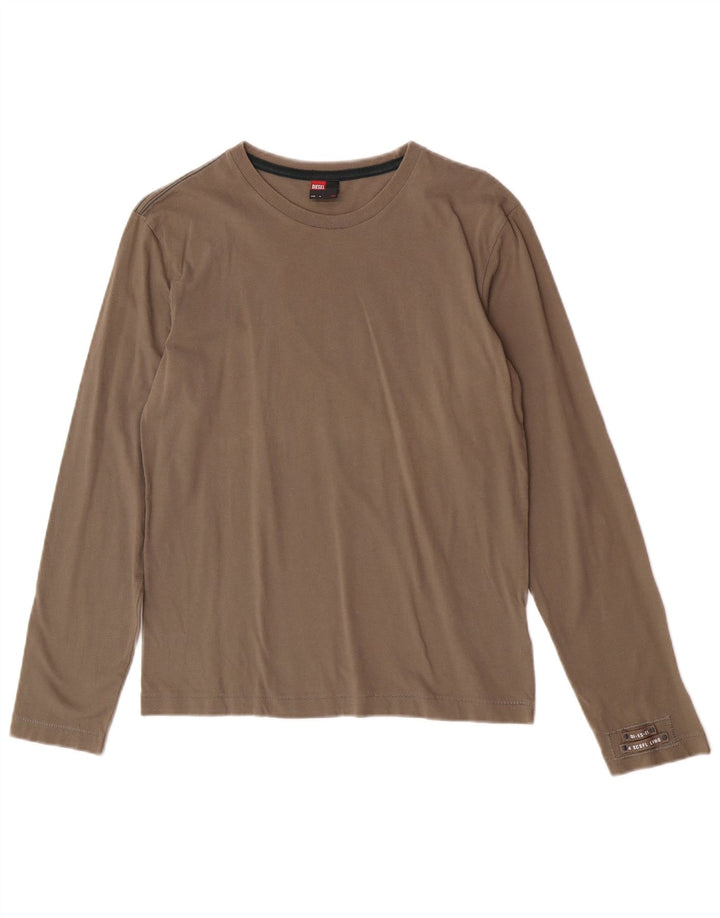 Diesel Top pentru femei cu mânecă lungă UK 12 Medium Gri Bumbac