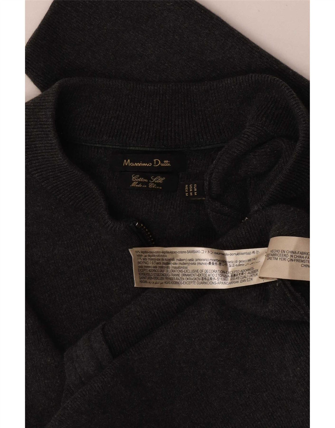 Suéter cardigã masculino Massimo Dutti algodão cinza médio
