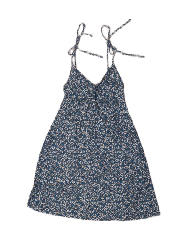 Topshop Vestido de verano para mujer UK 10 Small Azul Floral Viscosa
