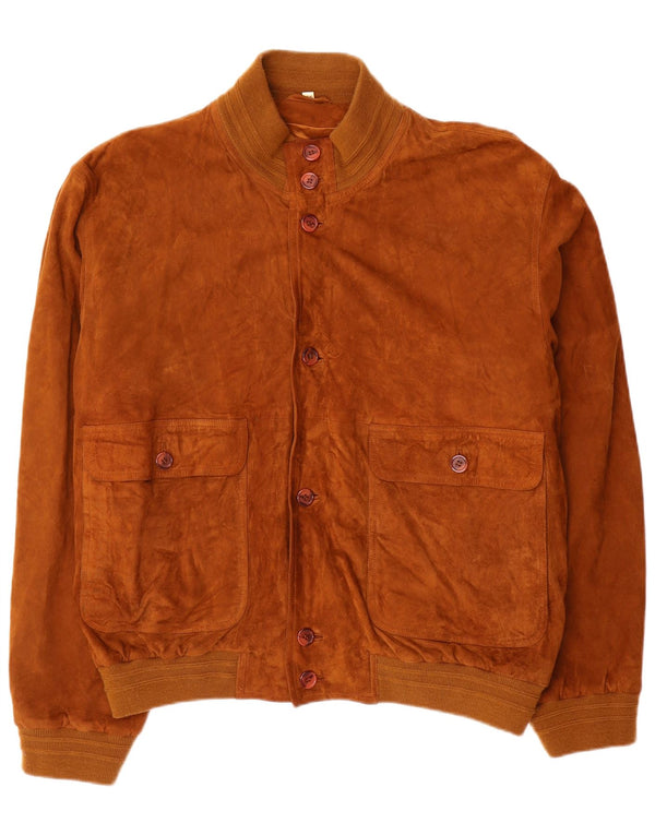 Vintage hombres ante bomber chaqueta IT 56 3XL cuero marrón