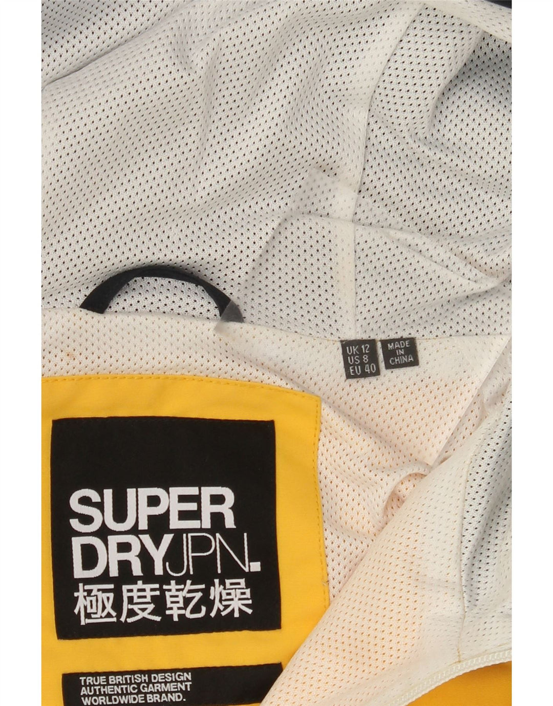 SUPERDRY Kvinder Oversized Grafisk Anorak Jakke UK 12 Medium Gul