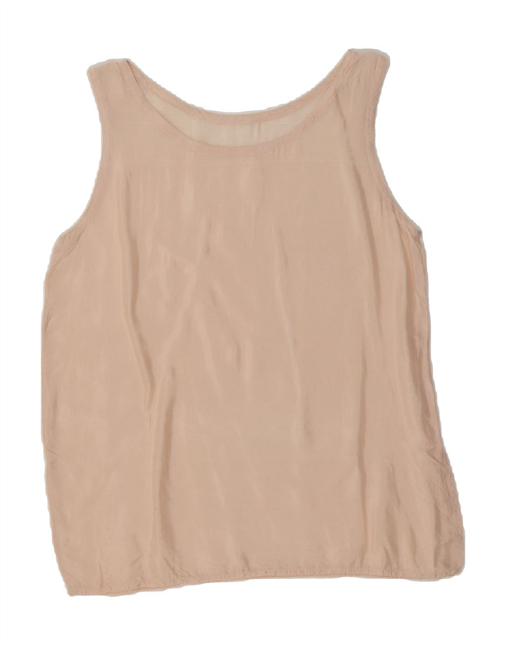 VINTAGE Womens Sleeveless Blouse Top UK 14 Large Beige Vintage Vintage and Second-Hand Vintage from Messina Hembry 