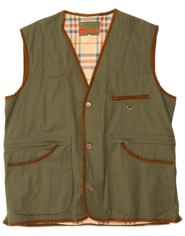 Colete utilitário masculino Univers UK 44 2XL algodão verde clássico