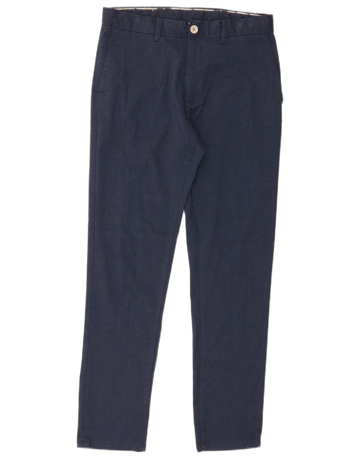 Zara Mens Slim Chino Trousers EU 38 Small W30 L29 Navy Blue Polyester