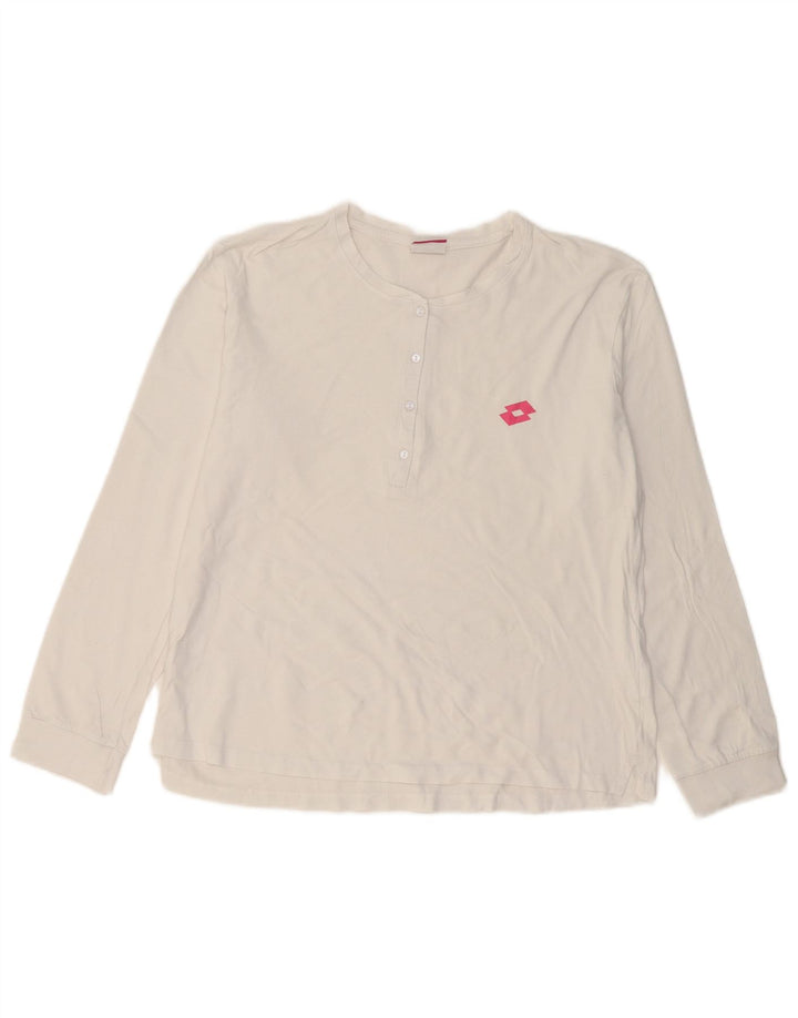 Lotto Womens Top Long Sleeve UK 16 Large White Cotton