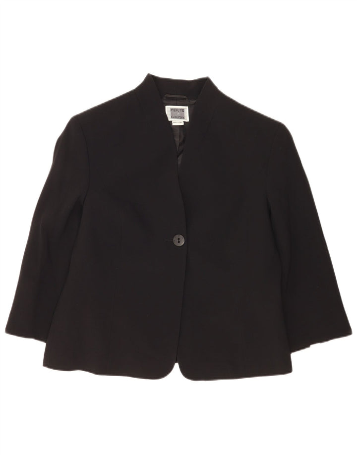 Perte by Krizia Womens 3/4 Sleeve 1 Button Blazer Jacket UK 14 Medium Black