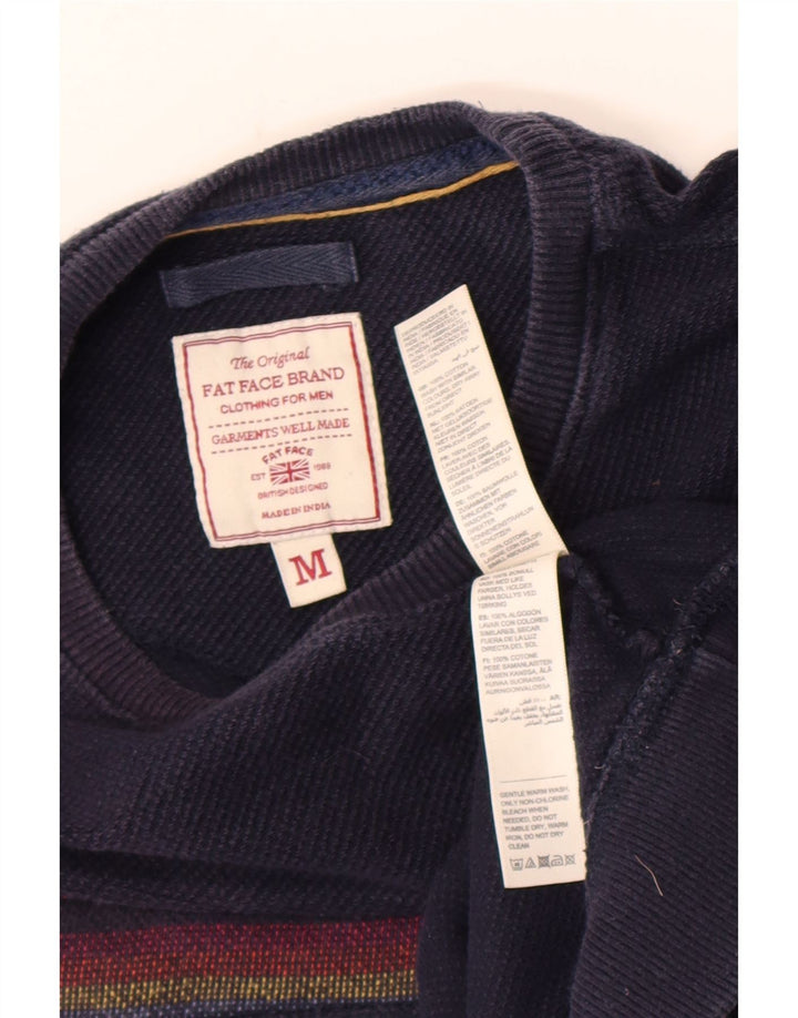 Fat Face Mens Sweatshirt Jumper Medium Navy Blue Striped Cotton