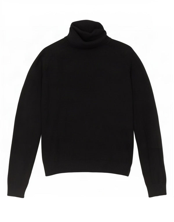 Zara Dame Crop Roll Neck Jumper Sweater UK 10 Small Black Bomuld