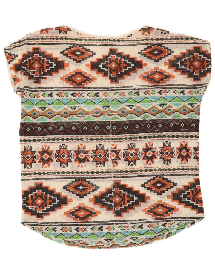 Zara Γυναικείο T-Shirt Top UK 14 Medium Πολύχρωμος Γεωμετρικός Πολυεστέρας