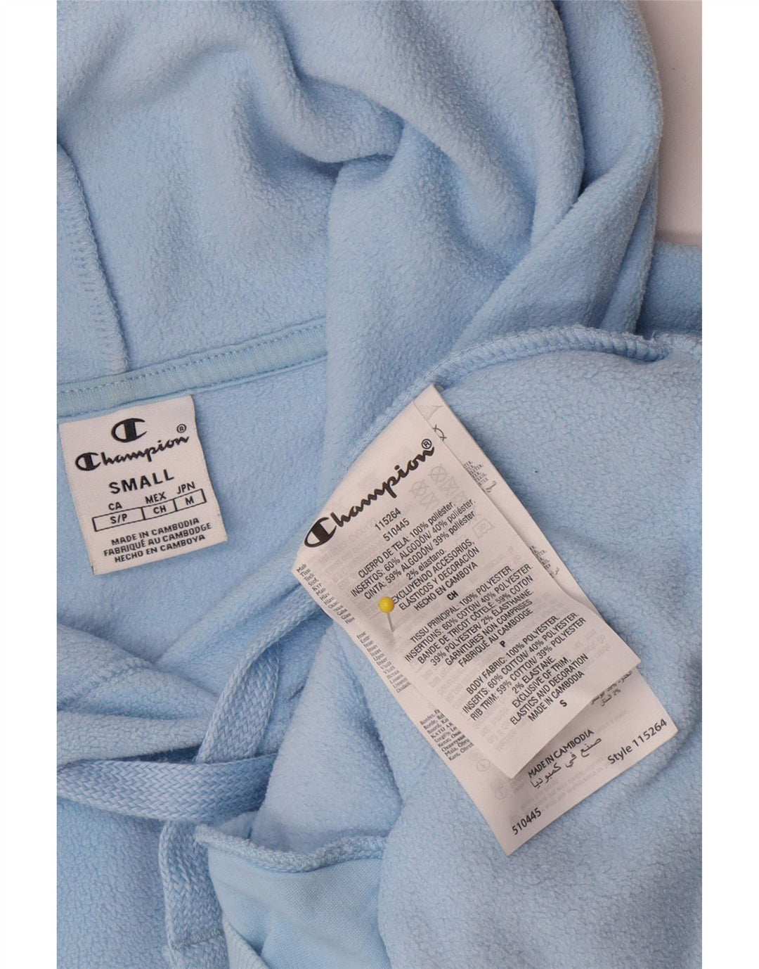 Champion Herre Fleece Grafisk Hoodie Jumper Lille Blå Polyester