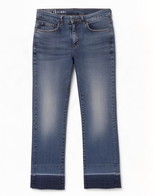 Marks & Spencer Womens Girlfriend Cropped Jeans UK 10 Small W28 L25 Blue