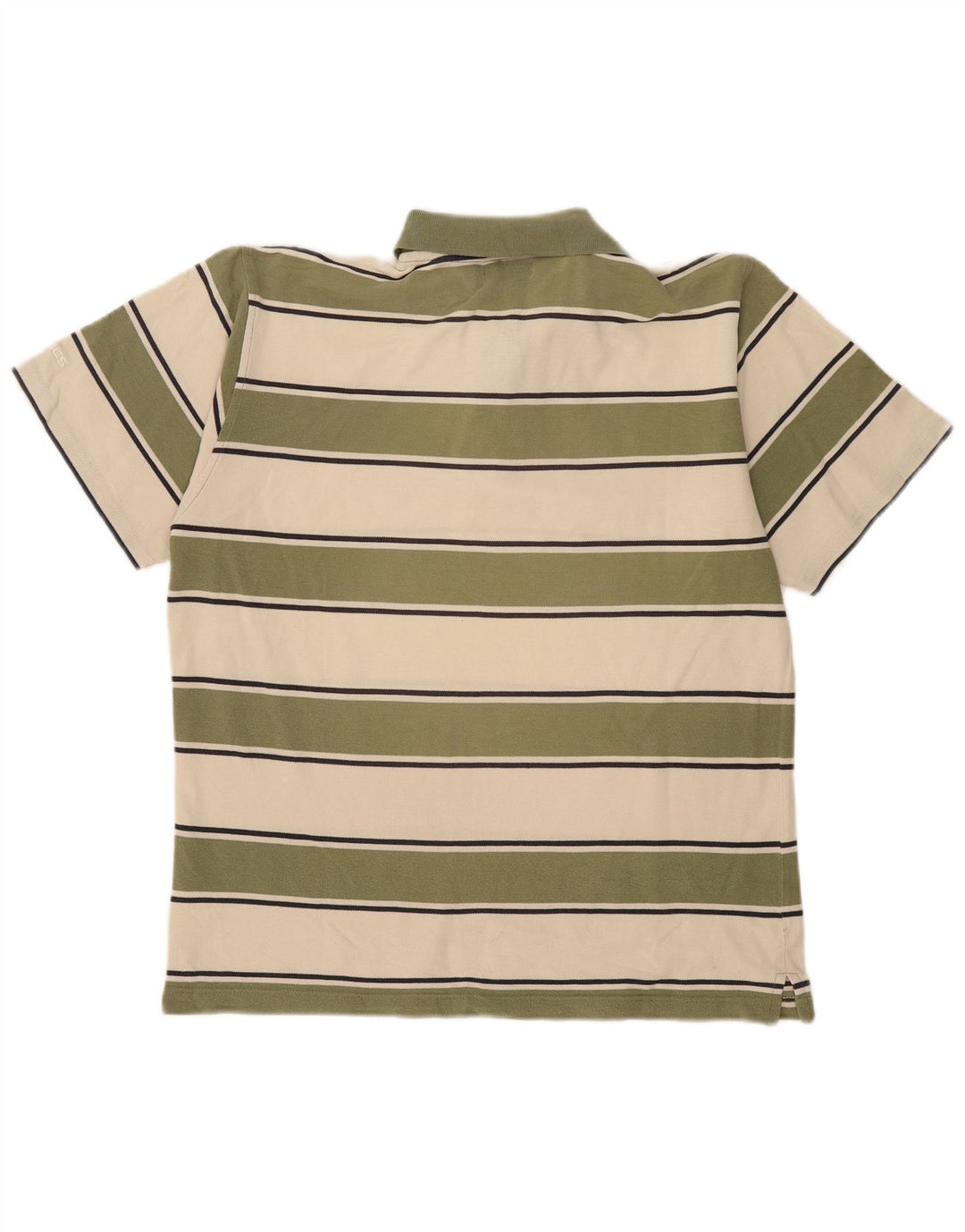 Asics Mens Polo Shirt Medium Khaki Striped Cotton