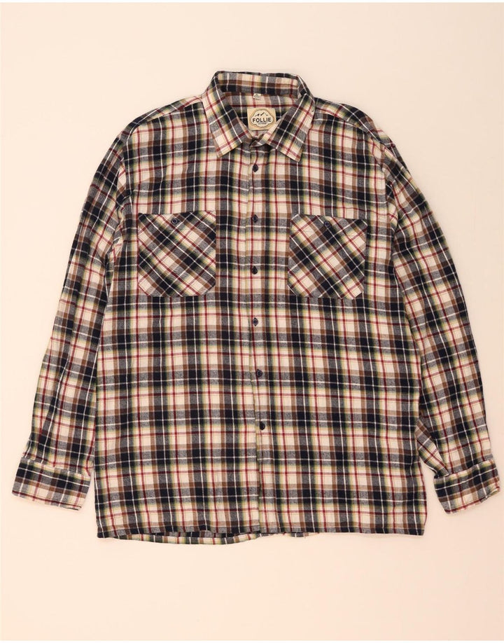 Follie Mens Shirt Size 43/44 XL Multicoloured Check Cotton