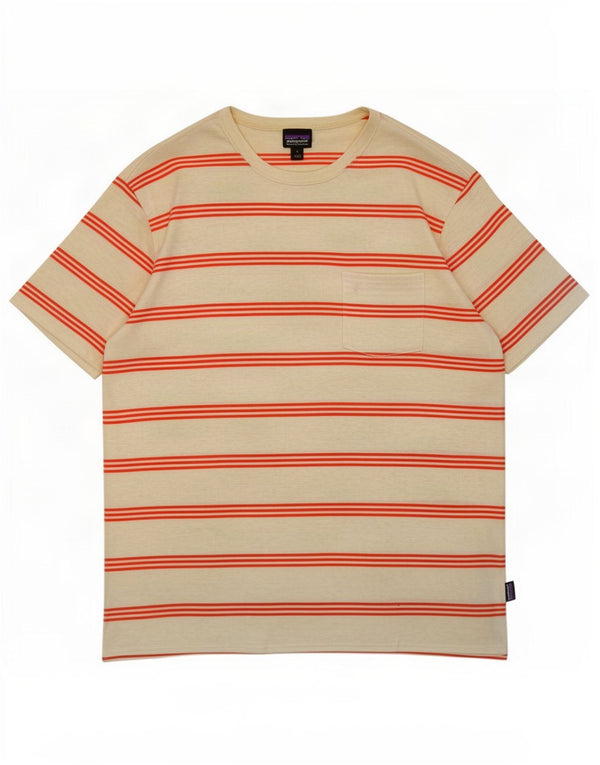 Patagonia T-shirt da uomo Top grande in cotone a righe gialle