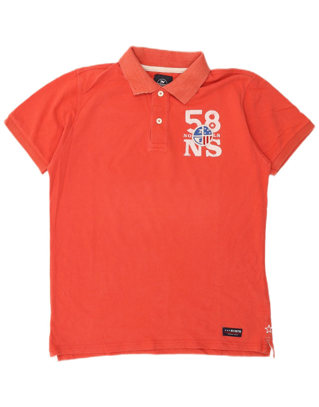 North Sails Mens Graphic Polo Shirt Large Orange Cotton