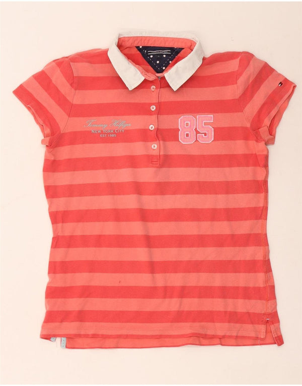 Polo grafica da donna Tommy Hilfiger UK 18 XL cotone a righe rosse