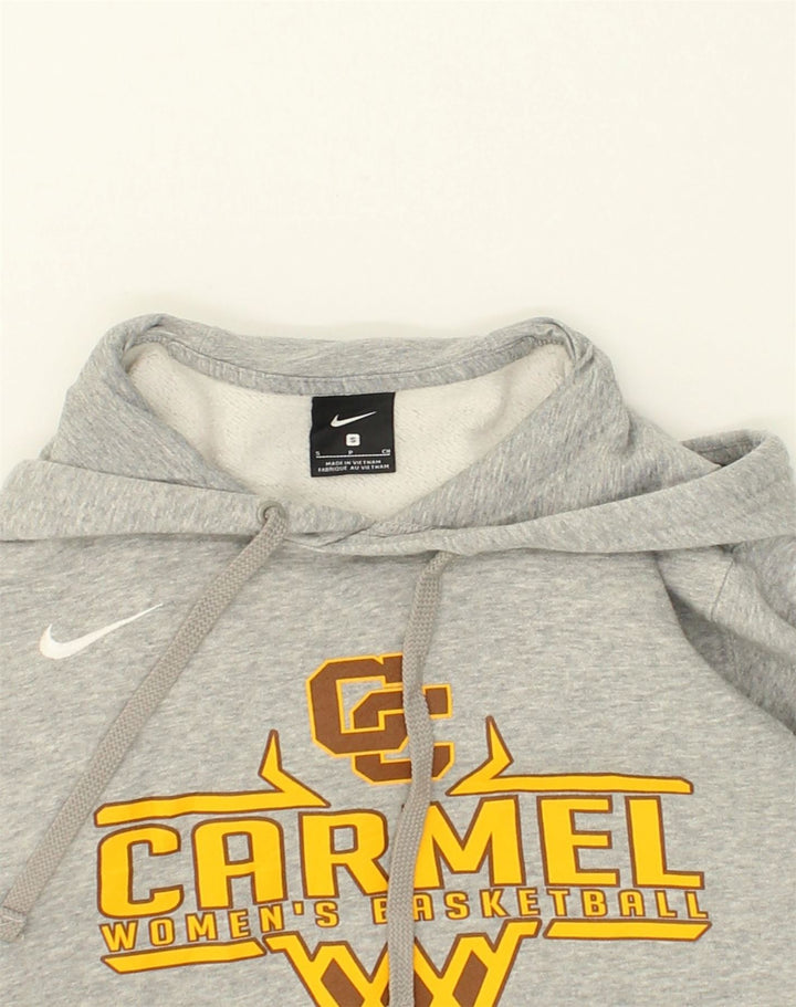 NIKE Womens Graphic Hoodie Jumper UK 10 Small Grey Cotton | Vintage Nike | Thrift | Second-Hand Nike | Used Clothing | Messina Hembry 