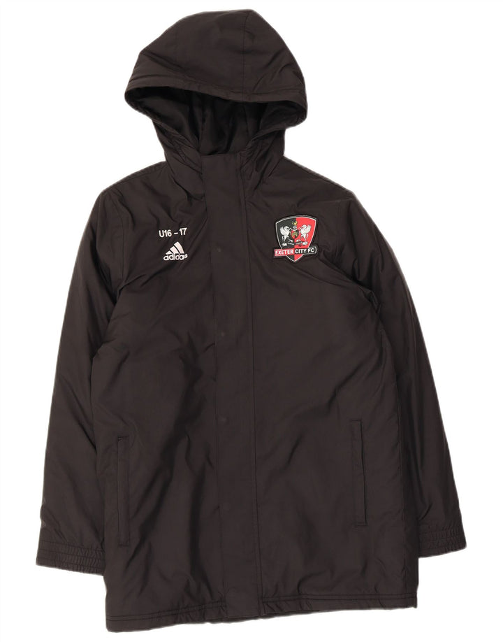 Adidas Jungen wattierte Jacke mit Kapuze, 11–12 Jahre, schwarzes Polyester